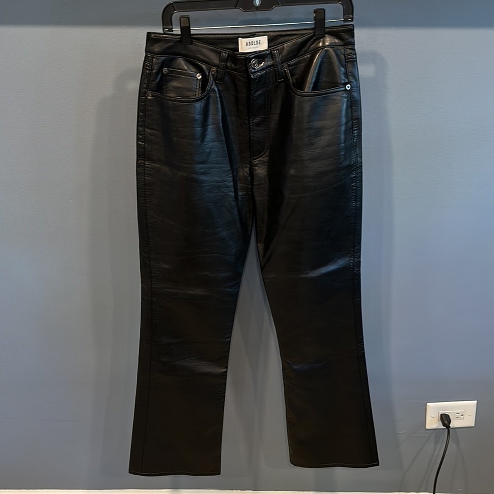 Agolde Recycled Leather Fitted 90's in Detox size 28 Excellent Condition - Picture 6 of 10